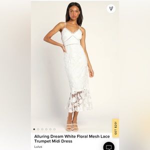 Selling Alluring Dream White Floral Mesh Lace Trumpet Midi Dress from Lulus